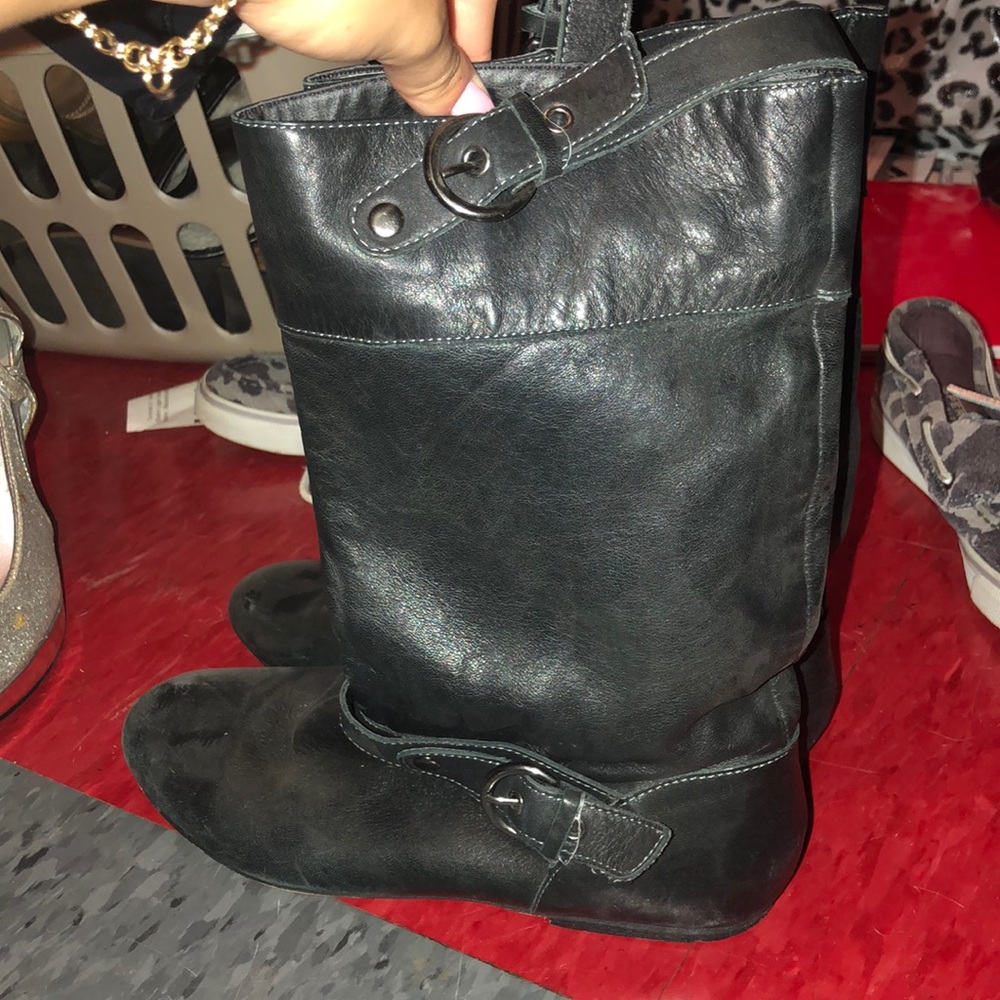 Black leather boots